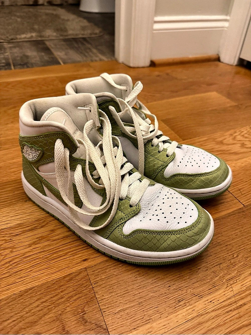 Nike Air Jordan 1 Mid SE "Green Python" Green & White Sneakers